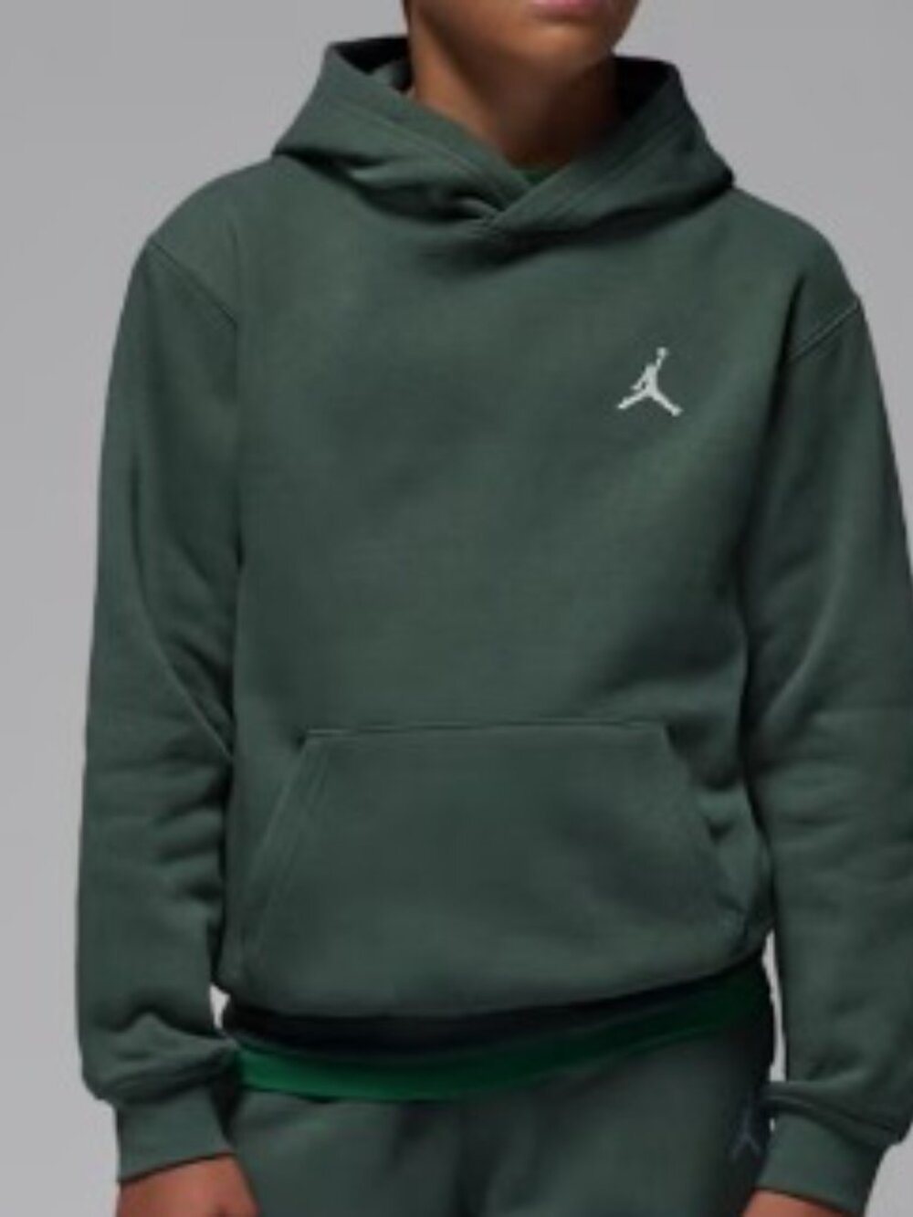 Jordan Green Pullover Hoodie with White Jumpman Kids L 12-13 years